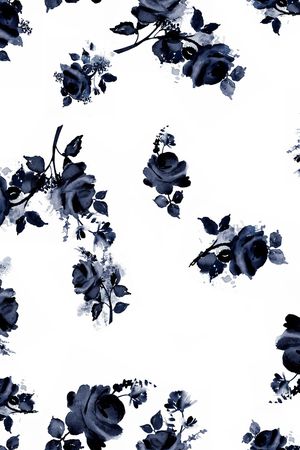 手绘玫瑰印花华亿平台图片