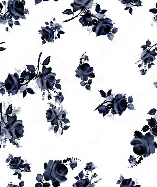 手绘玫瑰印花华亿平台图片