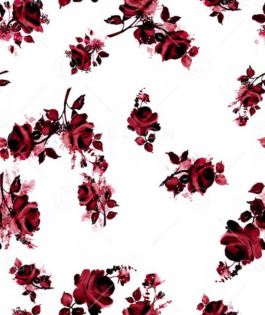 手绘玫瑰印花华亿平台图片