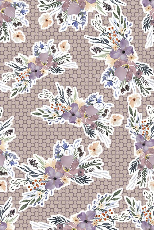 水彩花卉印花华亿平台图片