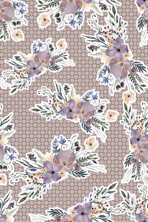 水彩花卉印花华亿平台图片