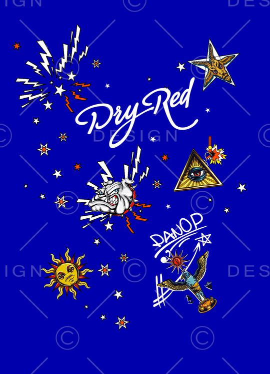 闪电五角星印花华亿平台图片