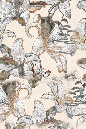 褪色花卉印花华亿平台图片