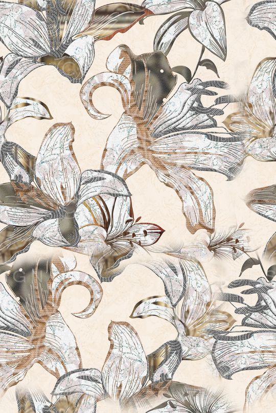 褪色花卉印花华亿平台图片