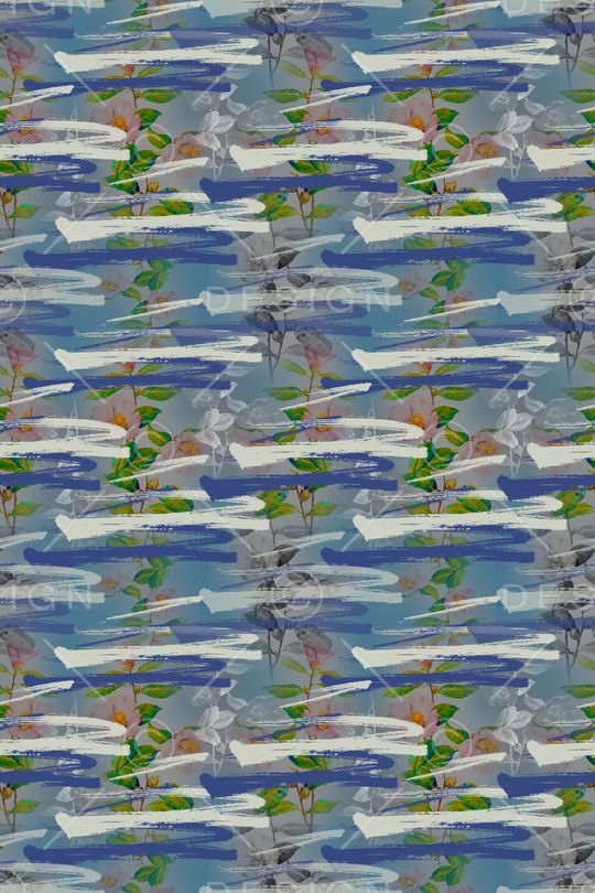 手绘线条笔触印花华亿平台图片