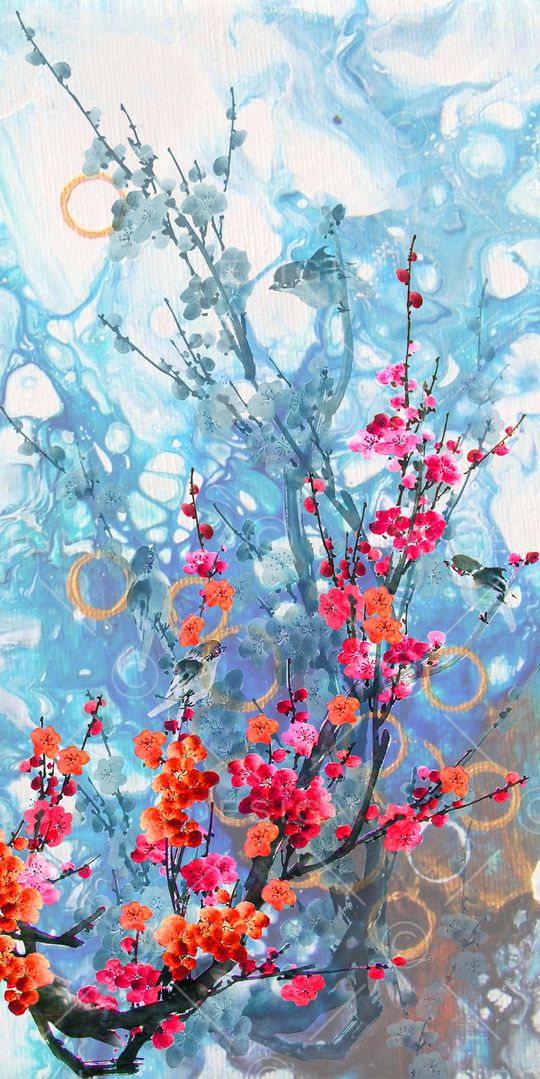 朦胧花卉印花华亿平台图片