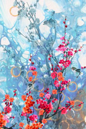 朦胧花卉印花华亿平台图片