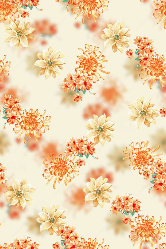 水彩花卉印花华亿平台图片