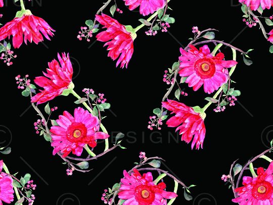 手绘花卉印花华亿平台图片