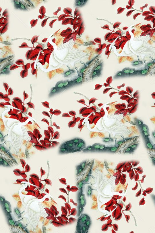 仙鹤印花华亿平台图片