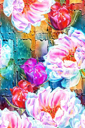 洋阳---花卉印花华亿平台图片