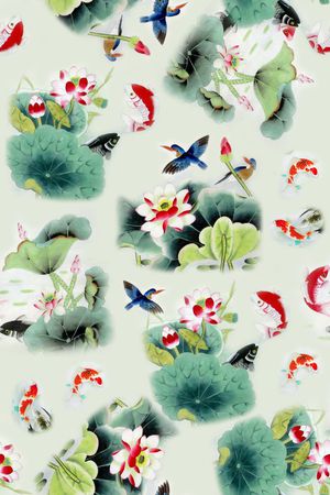 锦鲤印花华亿平台图片