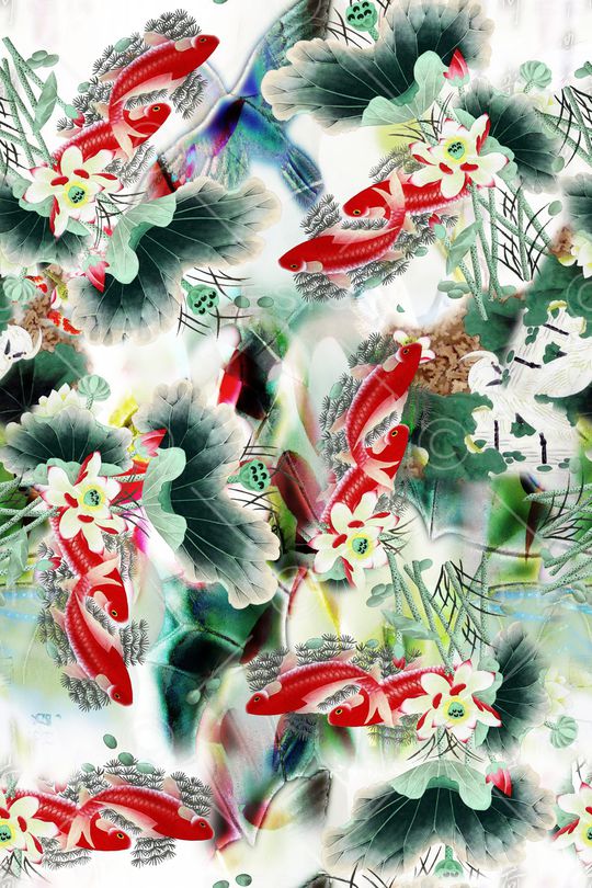 锦鲤印花华亿平台图片