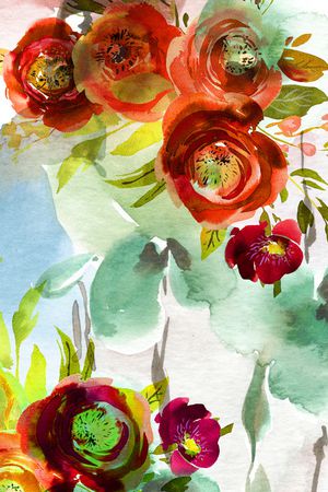 水彩花卉印花华亿平台图片