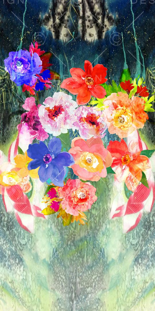 水彩花卉印花华亿平台图片