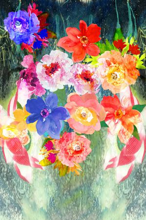 水彩花卉印花华亿平台图片