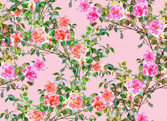 水彩花卉印花华亿平台图片