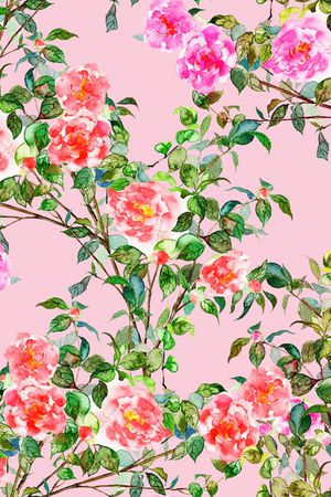 水彩花卉印花华亿平台图片