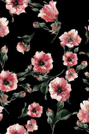 水彩花卉印花华亿平台图片