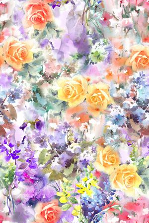 水彩花卉印花华亿平台图片