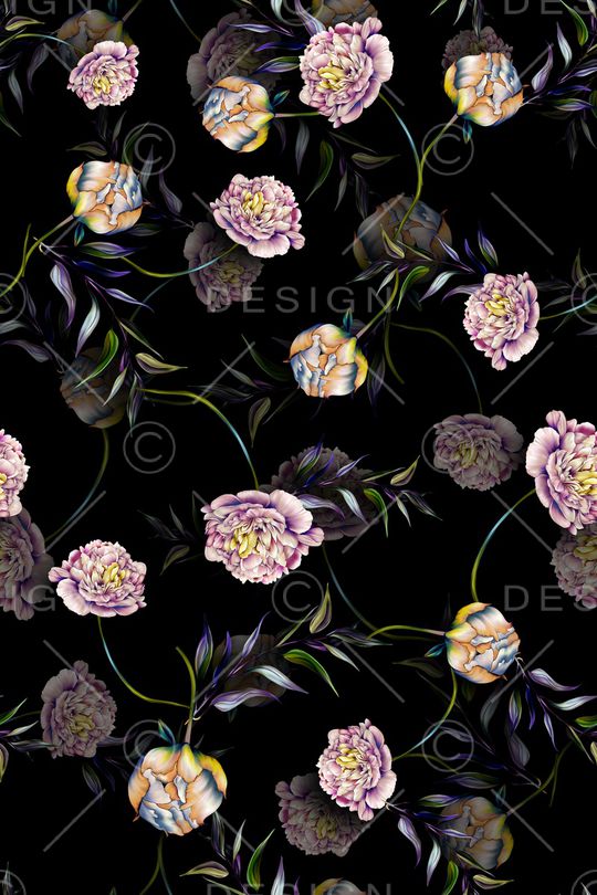 手绘大花印花华亿平台图片