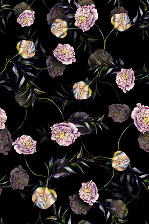 手绘大花印花华亿平台图片