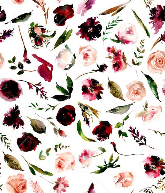 水彩花卉印花华亿平台图片