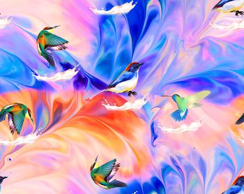 1199119-多彩手绘鸟花卉1