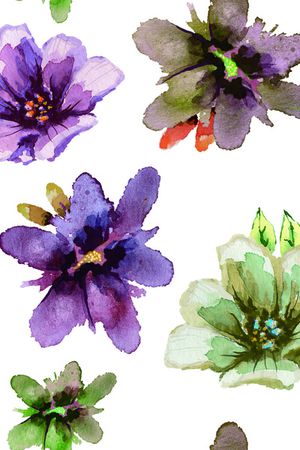 水彩花卉印花华亿平台图片