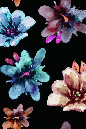 水彩花卉印花华亿平台图片