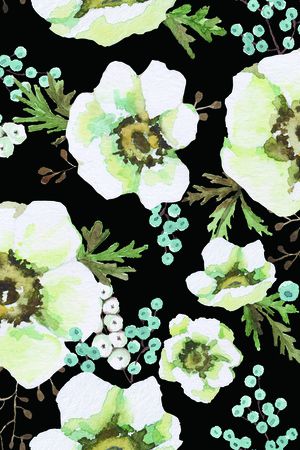 手绘花卉印花华亿平台图片