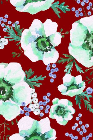 手绘花卉印花华亿平台图片