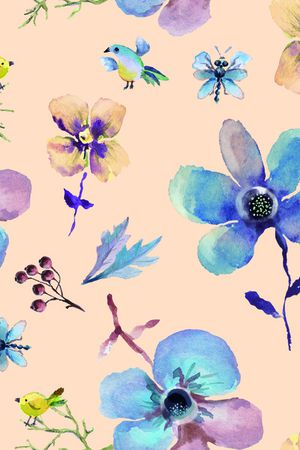 手绘花卉印花华亿平台图片