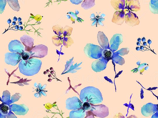 手绘花卉印花华亿平台图片