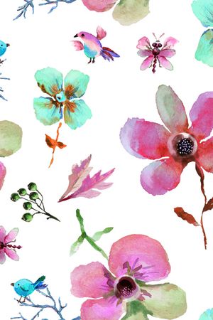 手绘花卉印花华亿平台图片