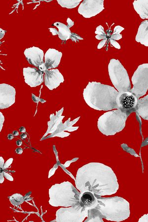 手绘花卉印花华亿平台图片