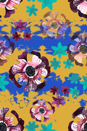 手绘线条笔触印花华亿平台图片