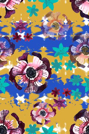 手绘线条笔触印花华亿平台图片