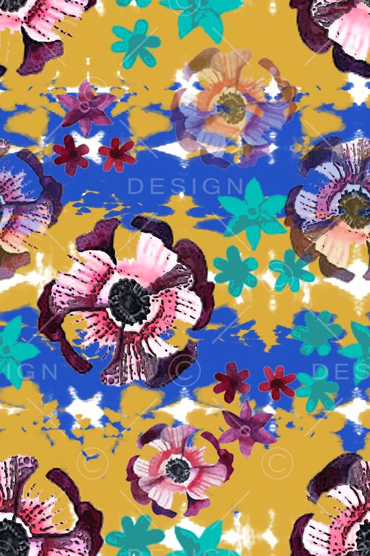 手绘线条笔触印花华亿平台图片