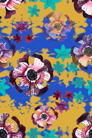 手绘线条笔触印花华亿平台图片