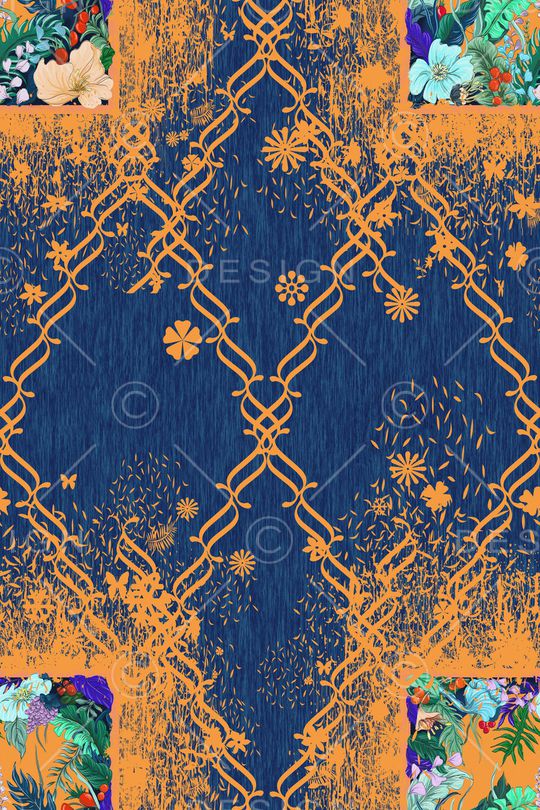 手绘花卉印花华亿平台图片