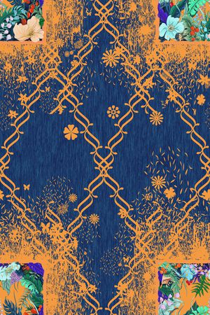 手绘花卉印花华亿平台图片