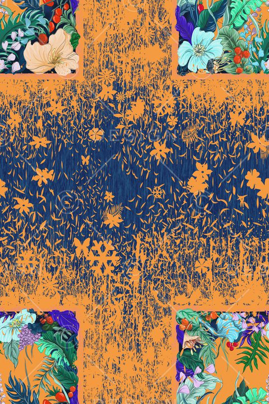 手绘花卉印花华亿平台图片