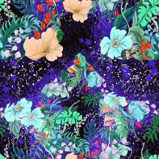 手绘花卉印花华亿平台图片