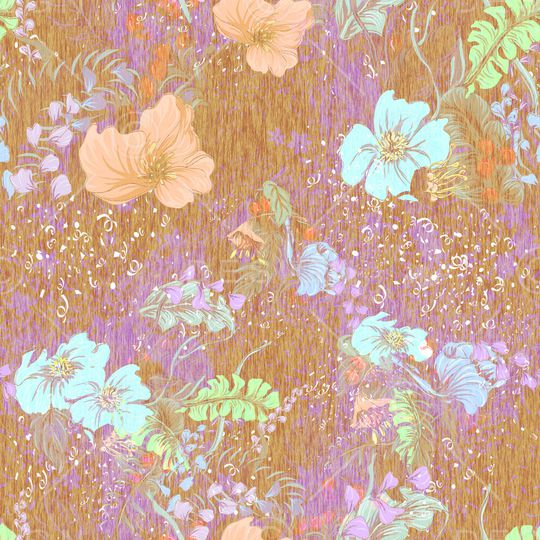 手绘花卉印花华亿平台图片