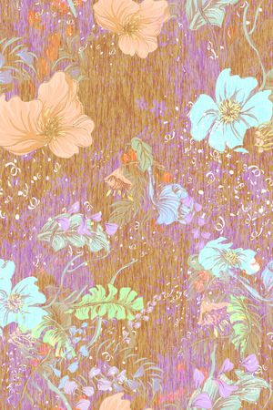 手绘花卉印花华亿平台图片