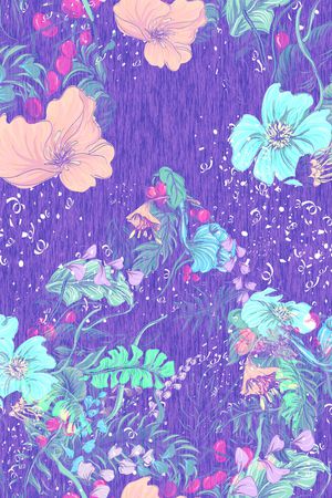 手绘花卉印花华亿平台图片