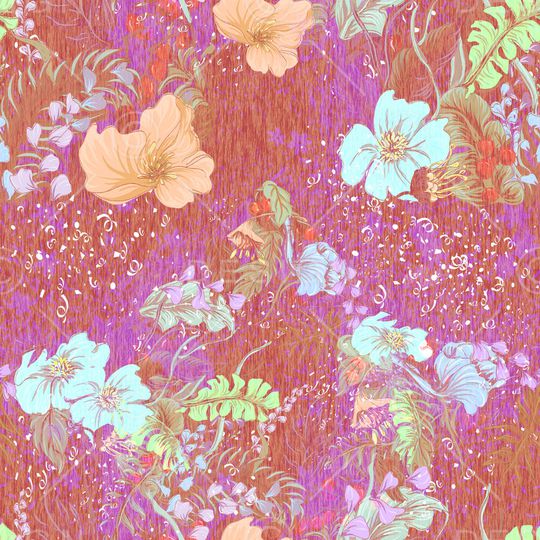 手绘花卉印花华亿平台图片