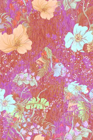 手绘花卉印花华亿平台图片