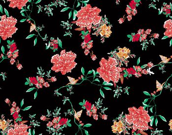 1200713-36牡丹花鸟图黑色组